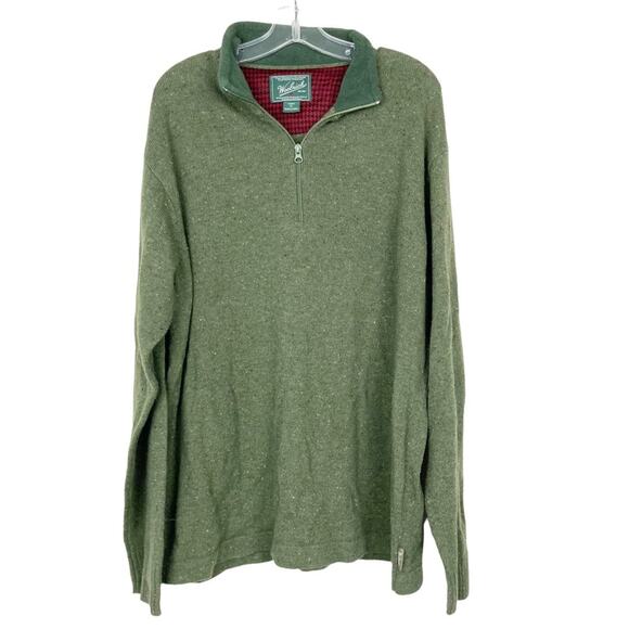 Woolrich Green Lambswool Quarter Zip Sweater Sz XL - Picture 1 of 5
